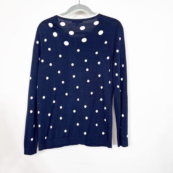 PENDLETON Sweater Cardigan Womens Medium Silk Blend Blue Polka Dots Button Up - Picture 3 of 6